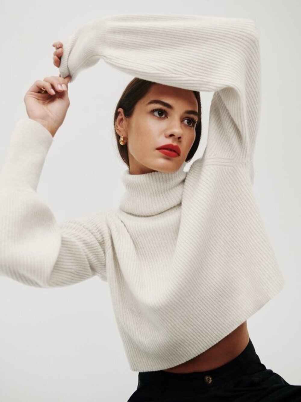 Reformation Luisa Cropped Cashmere Sweater In Gossamer XS $225